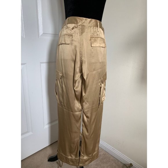 Joie Silk Gold Cargo Pants - Picture 2 of 6